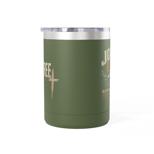 John 8:36 Scripture Cross Design Mug | 15oz Tumbler