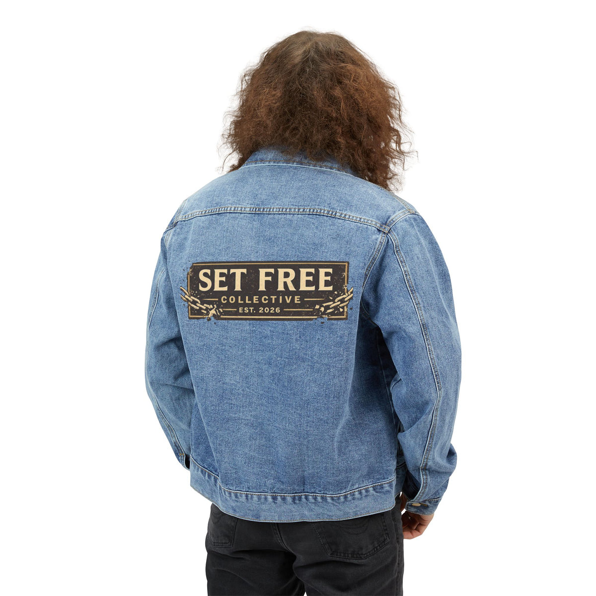 Set Free Collective Logo Denim Jacket | Patch Back Design