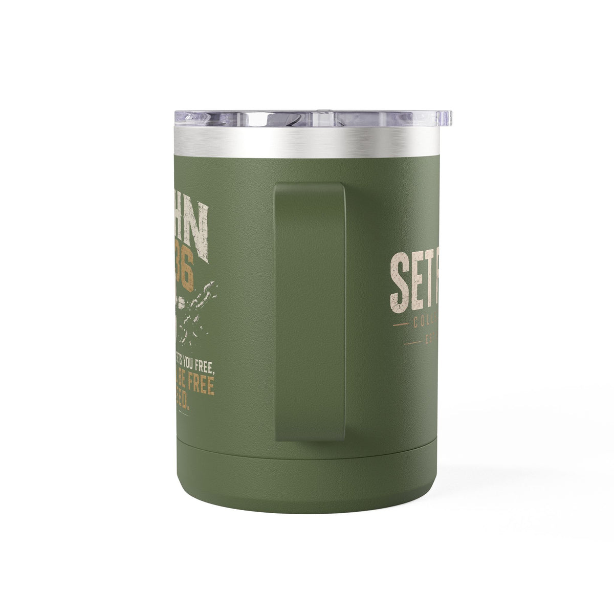John 8:36 Scripture Cross Design Mug | 15oz Tumbler