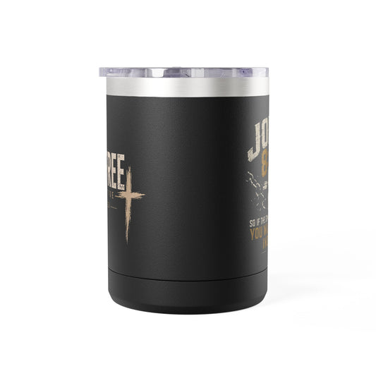 John 8:36 Scripture Cross Design Mug | 15oz Tumbler