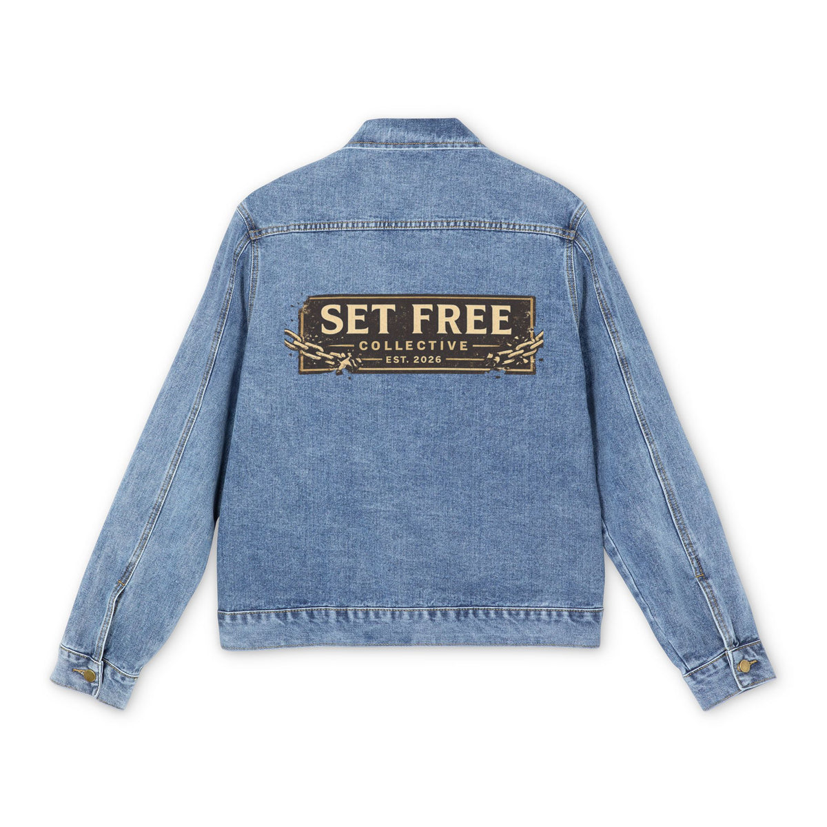 Set Free Collective Logo Denim Jacket | Patch Back Design