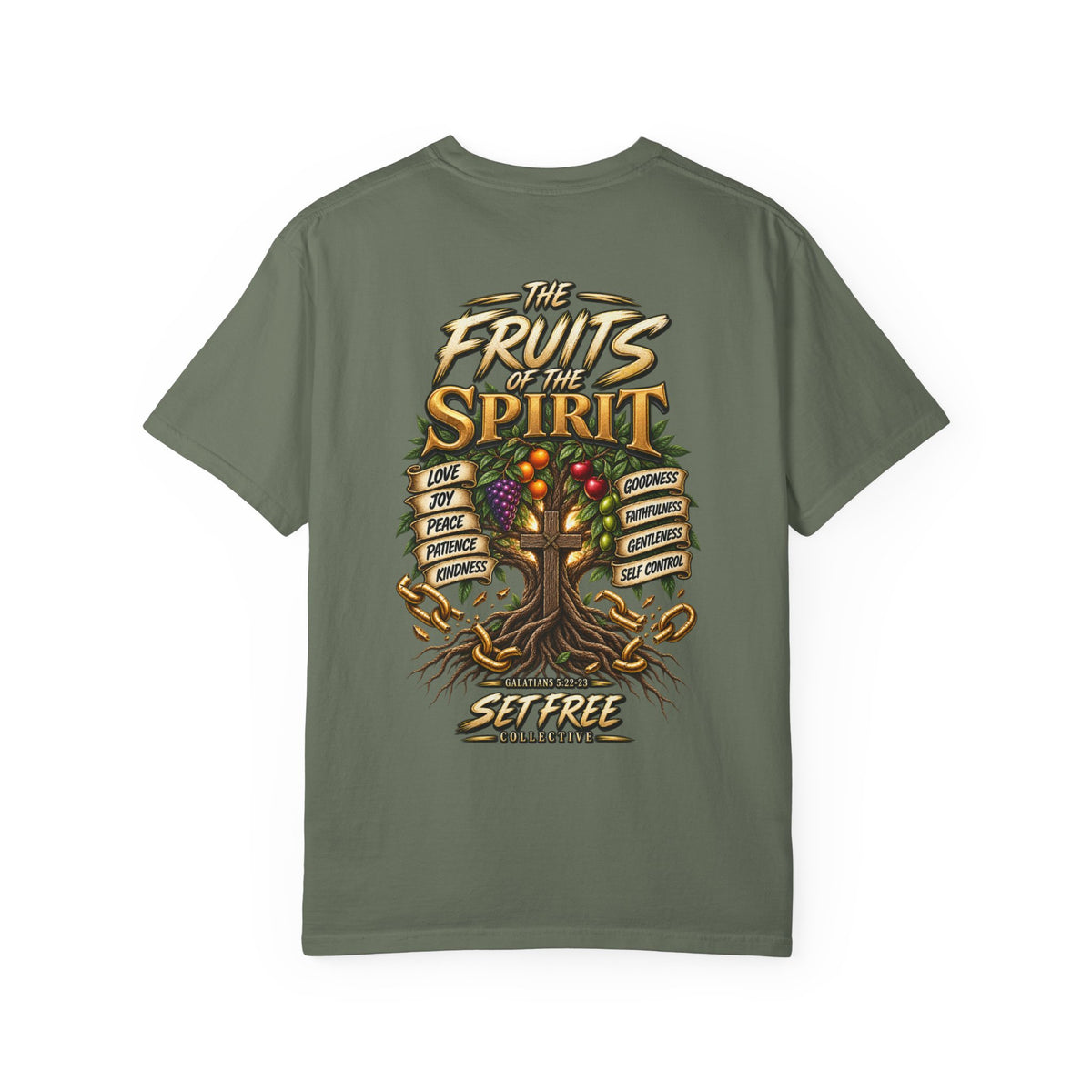 The Fruits of the Spirit Tree T-shirt | Christian Faith Typography