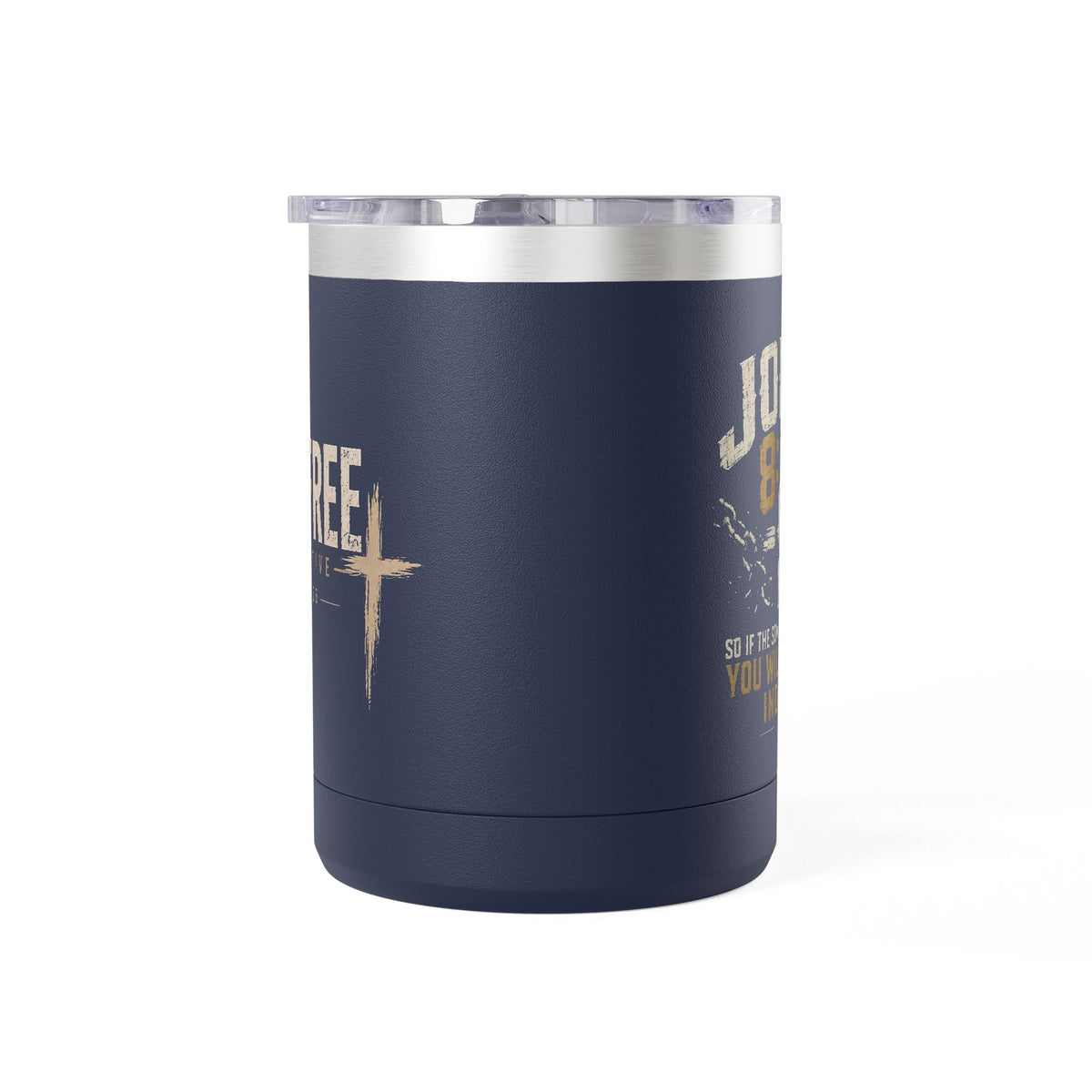 John 8:36 Scripture Cross Design Mug | 15oz Tumbler