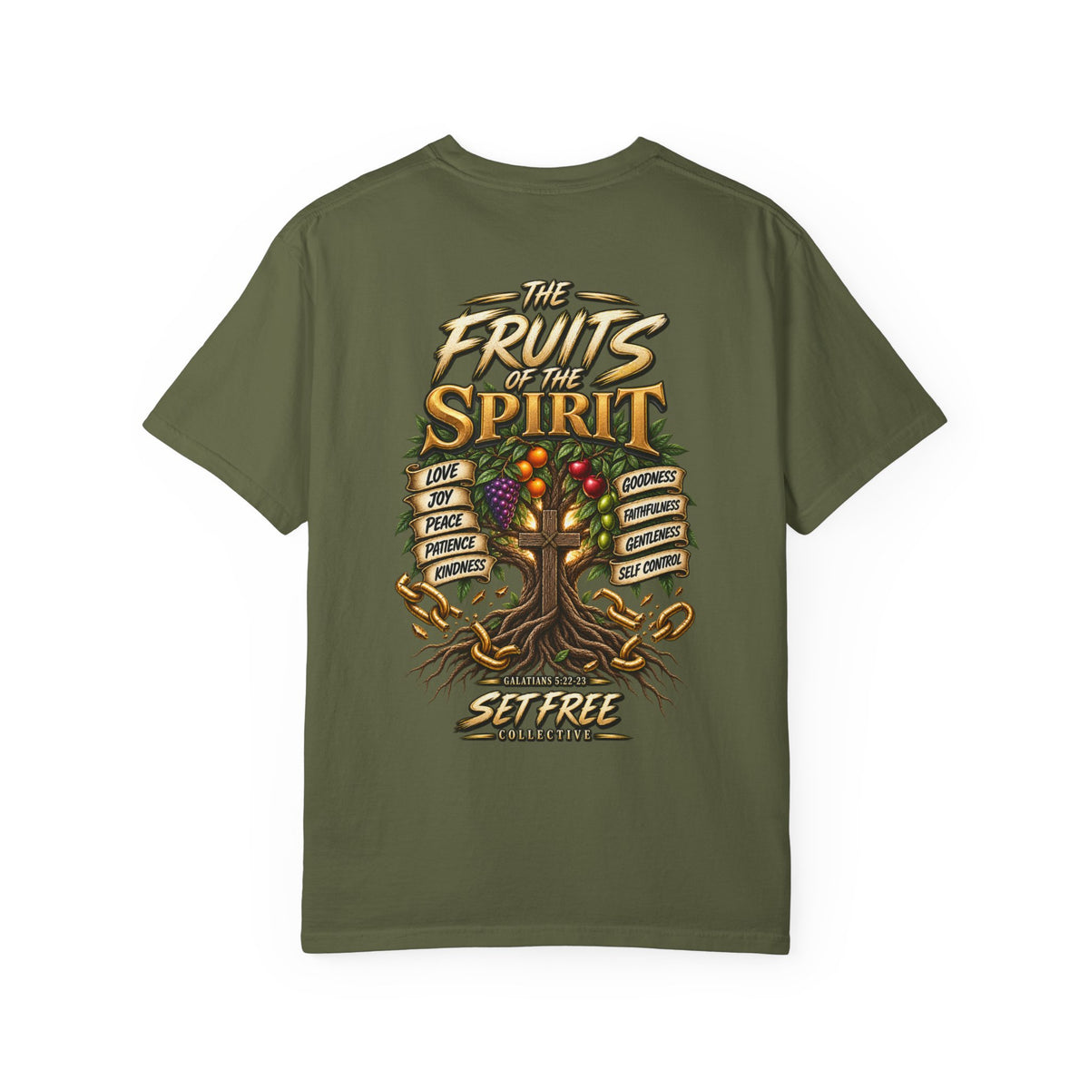 The Fruits of the Spirit Tree T-shirt | Christian Faith Typography