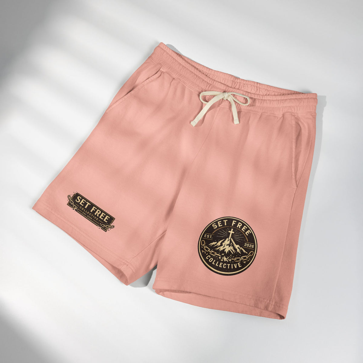 Set Free Mountain Logo Sweat Shorts | Fleece Lounge Shorts