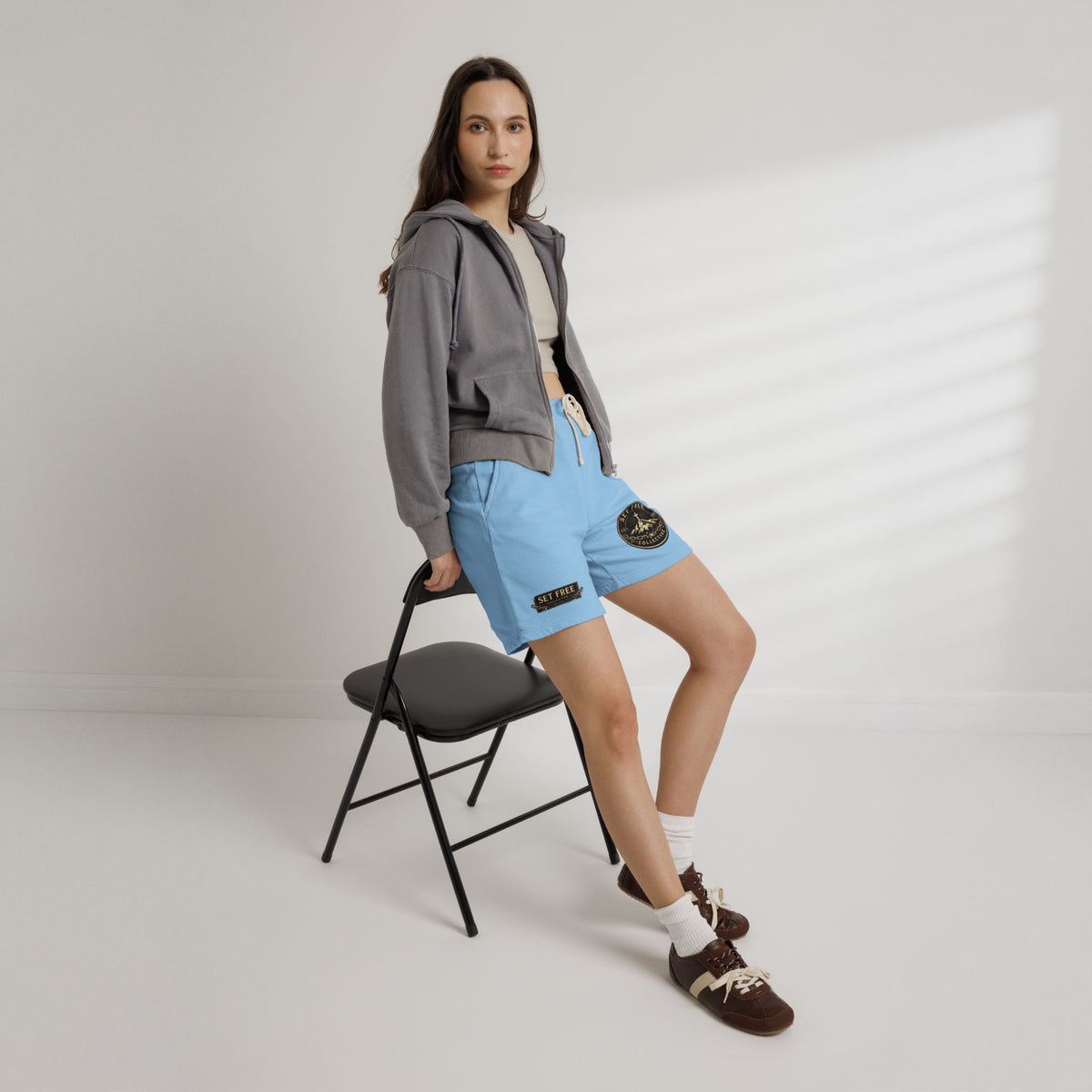 Set Free Mountain Logo Sweat Shorts | Fleece Lounge Shorts