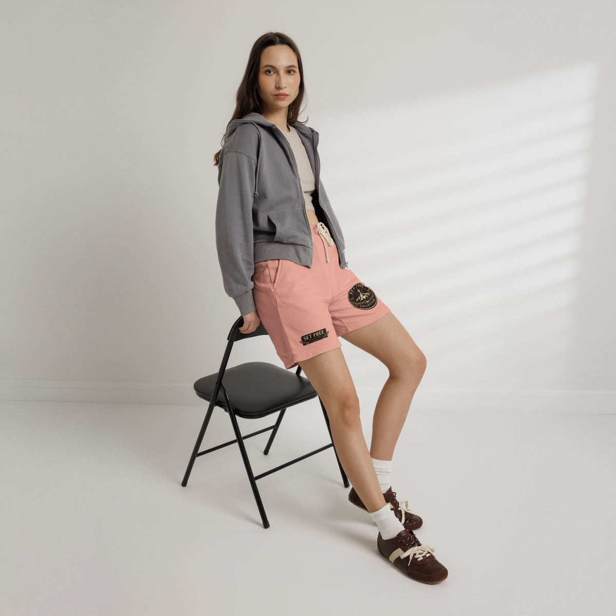 Set Free Mountain Logo Sweat Shorts | Fleece Lounge Shorts